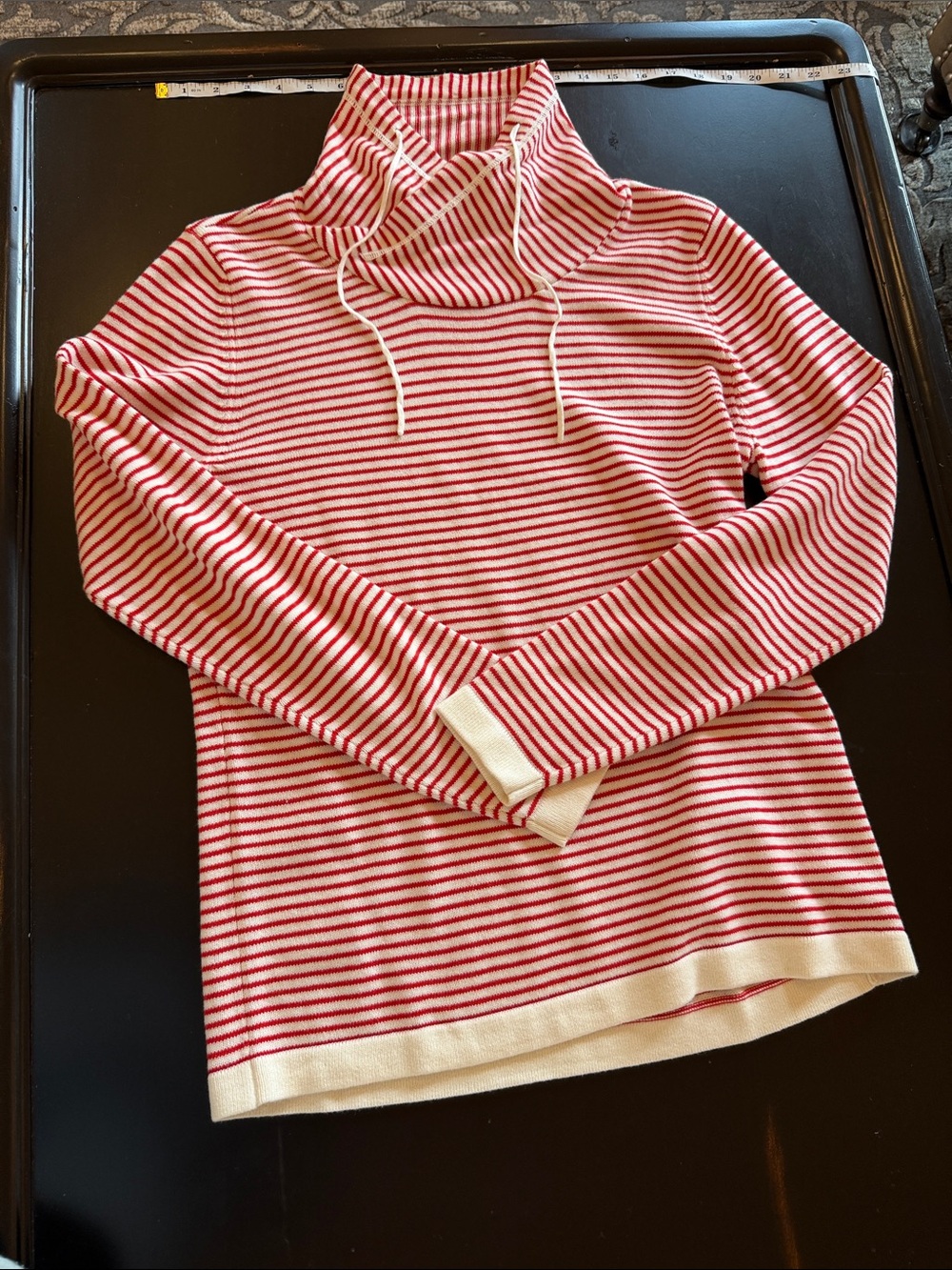 Cabi ringmaster pullover Red and White Striped Cowl Neck Pullover